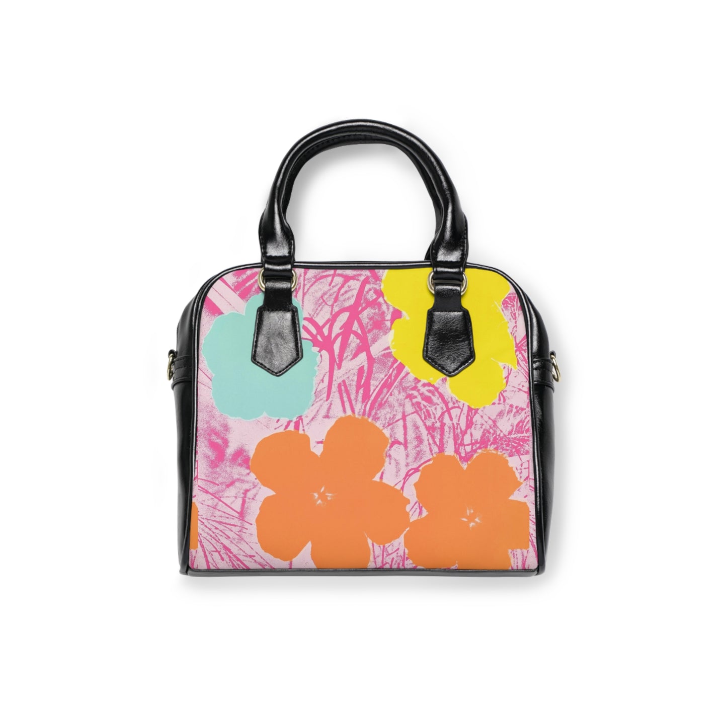 ANDY WARHOL - FLOWERS - PU LEATHER SHOULDER HANDBAG