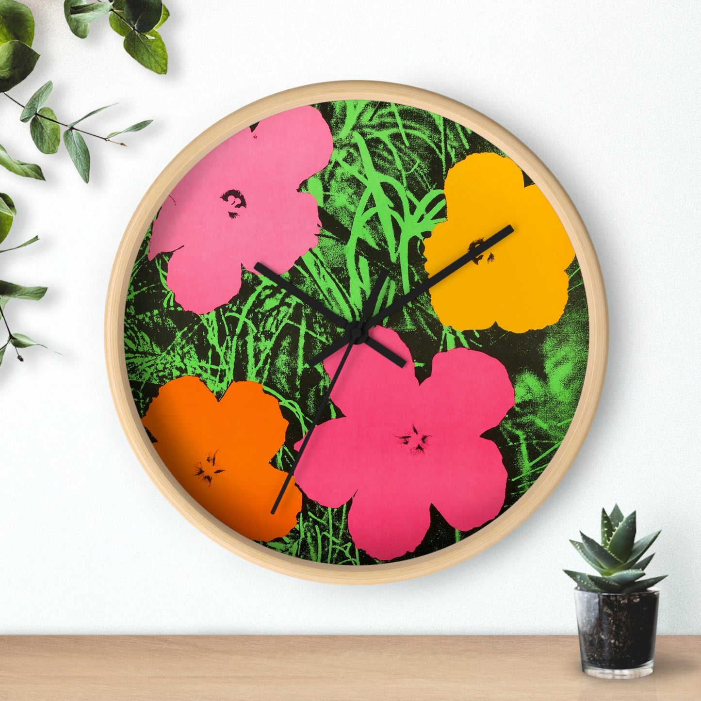 ANDY WARHOL - FLOWERS - WOODEN ART WALL CLOCK - AMAZING!