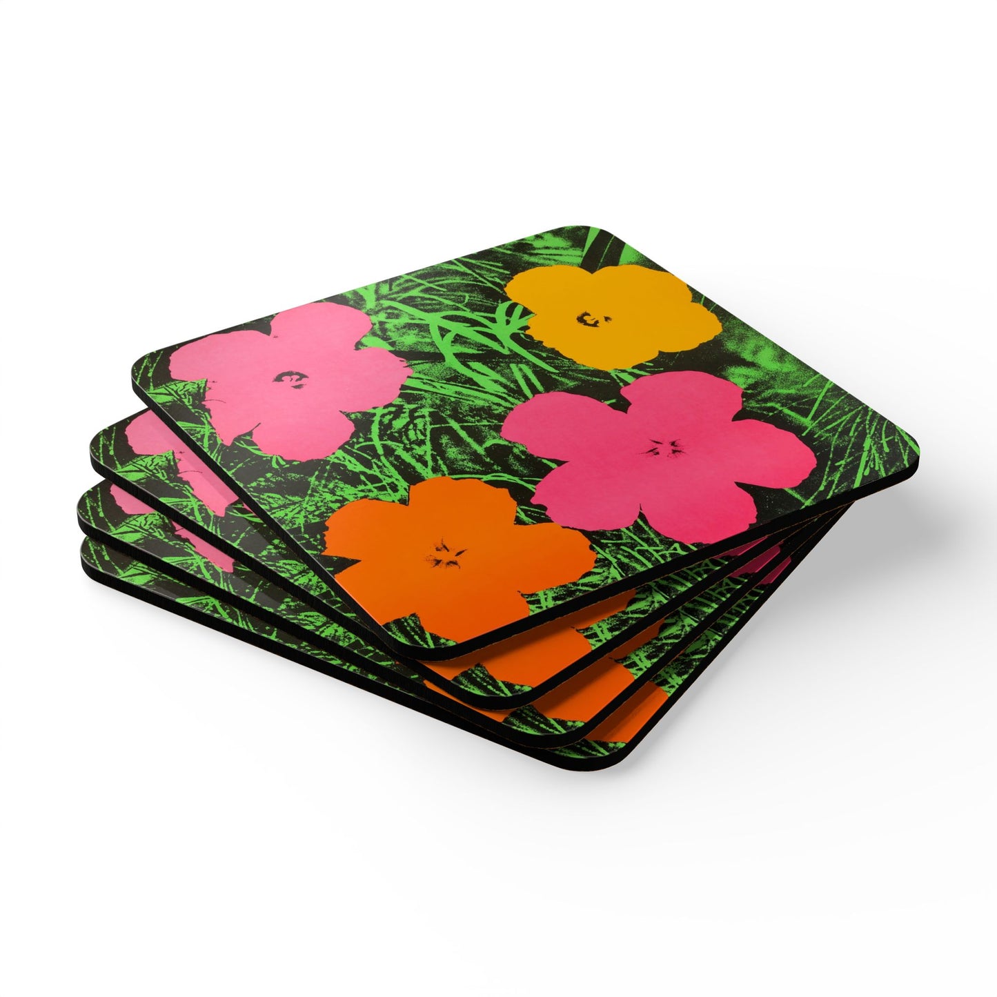 ANDY WARHOL - FLOWERS - CORKWOOD COASTER SET (HOME DECOR)