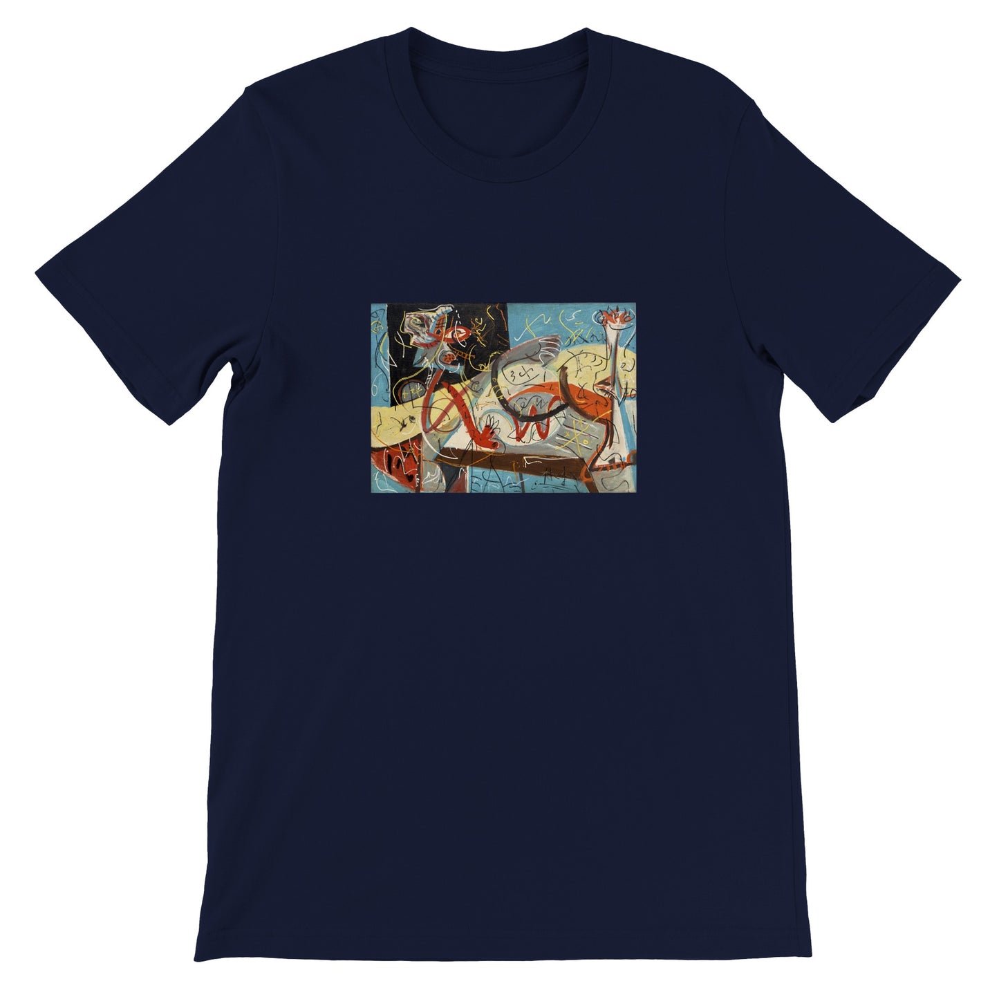 a blue t - shirt with a picture of a cat on it
