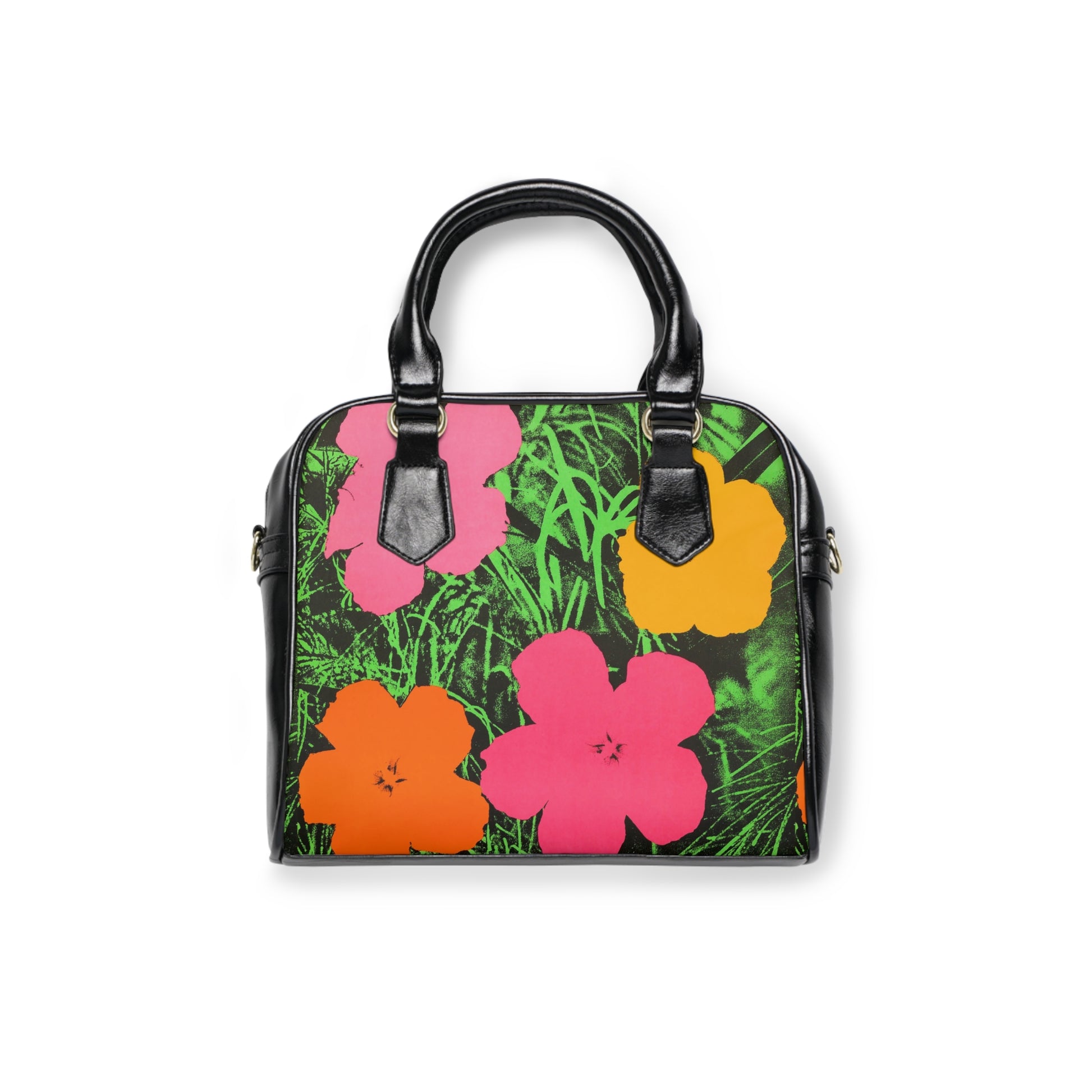 ANDY WARHOL - FLOWERS - PU LEATHER SHOULDER HANDBAG