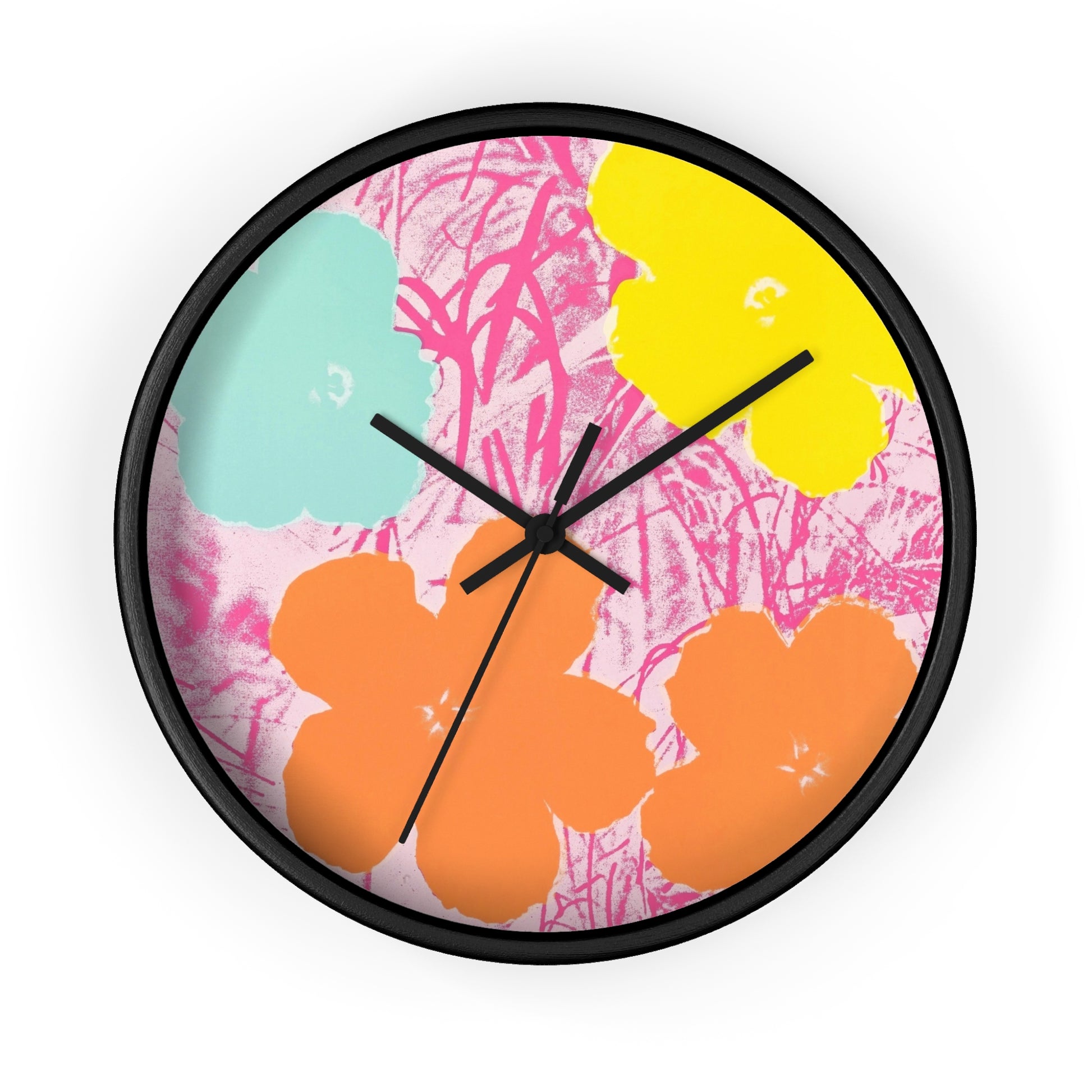 a clock with a painting of flowers on it