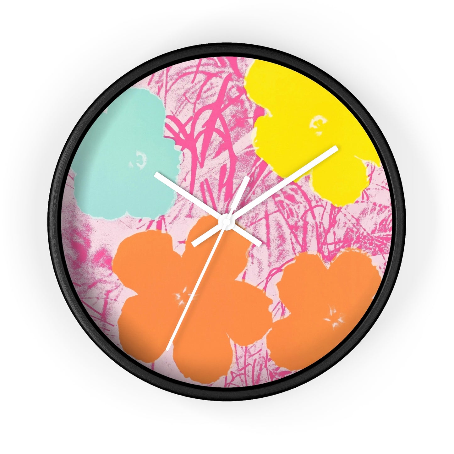 a clock with a painting of flowers on it