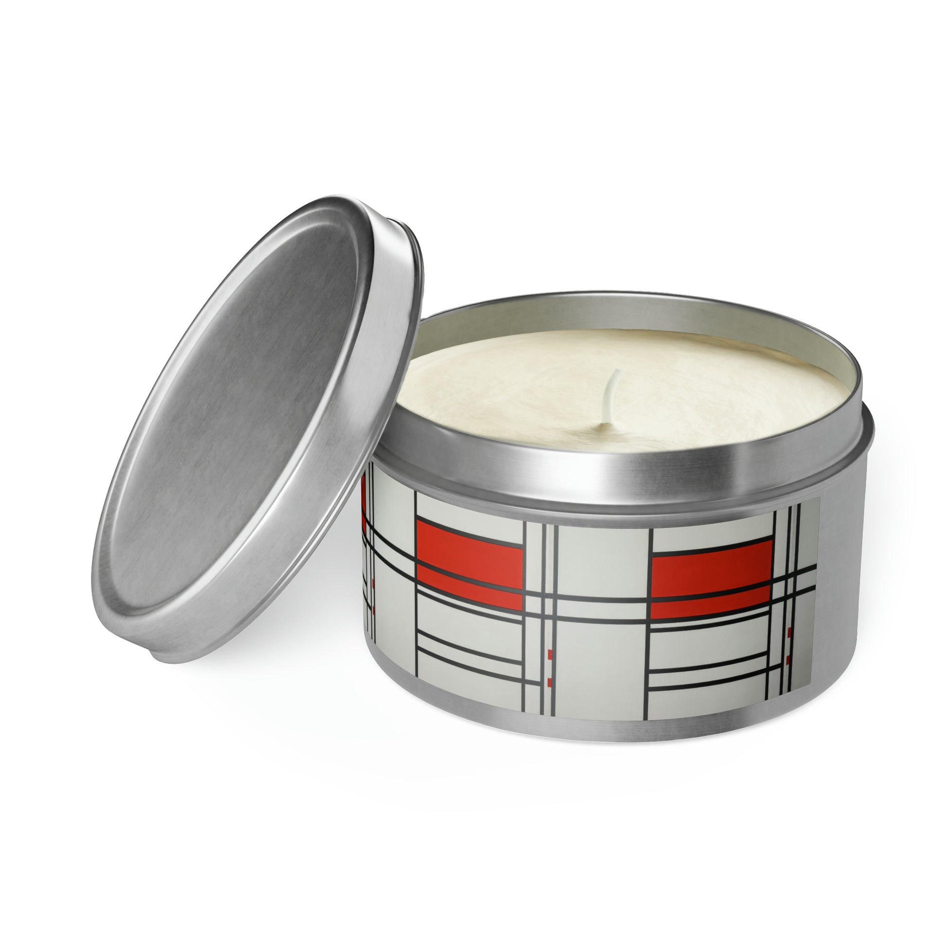 a tin with a candle inside of it