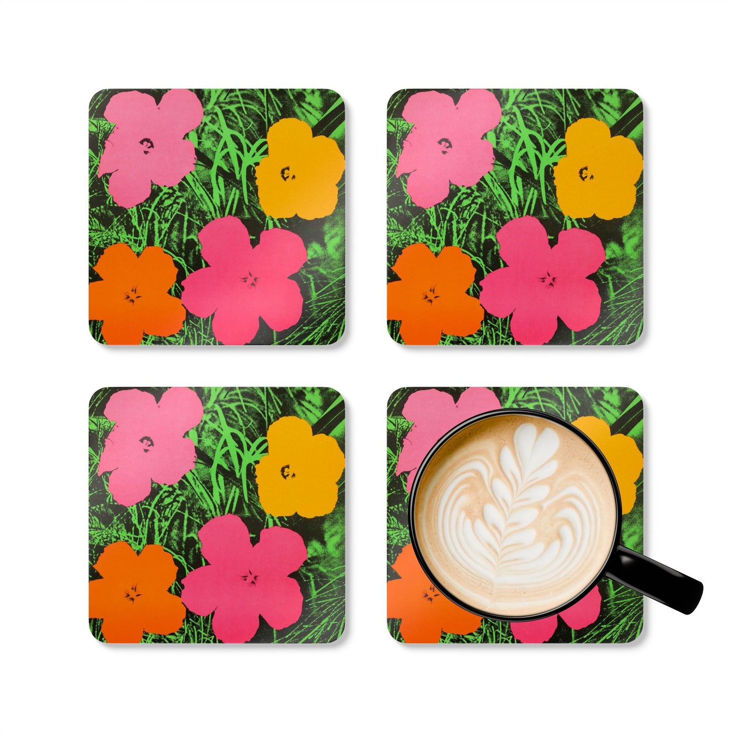 ANDY WARHOL - FLOWERS - CORKWOOD COASTER SET (HOME DECOR)