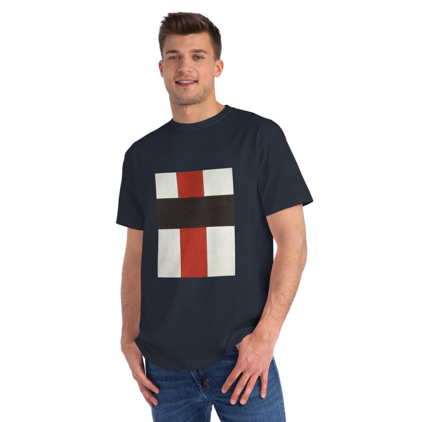 KAZIMIR MALEVICH - LARGE CROSS IN BLACK OVER RED ON WHITE - ORGANIC CLASSIC UNISEX T-SHIRT