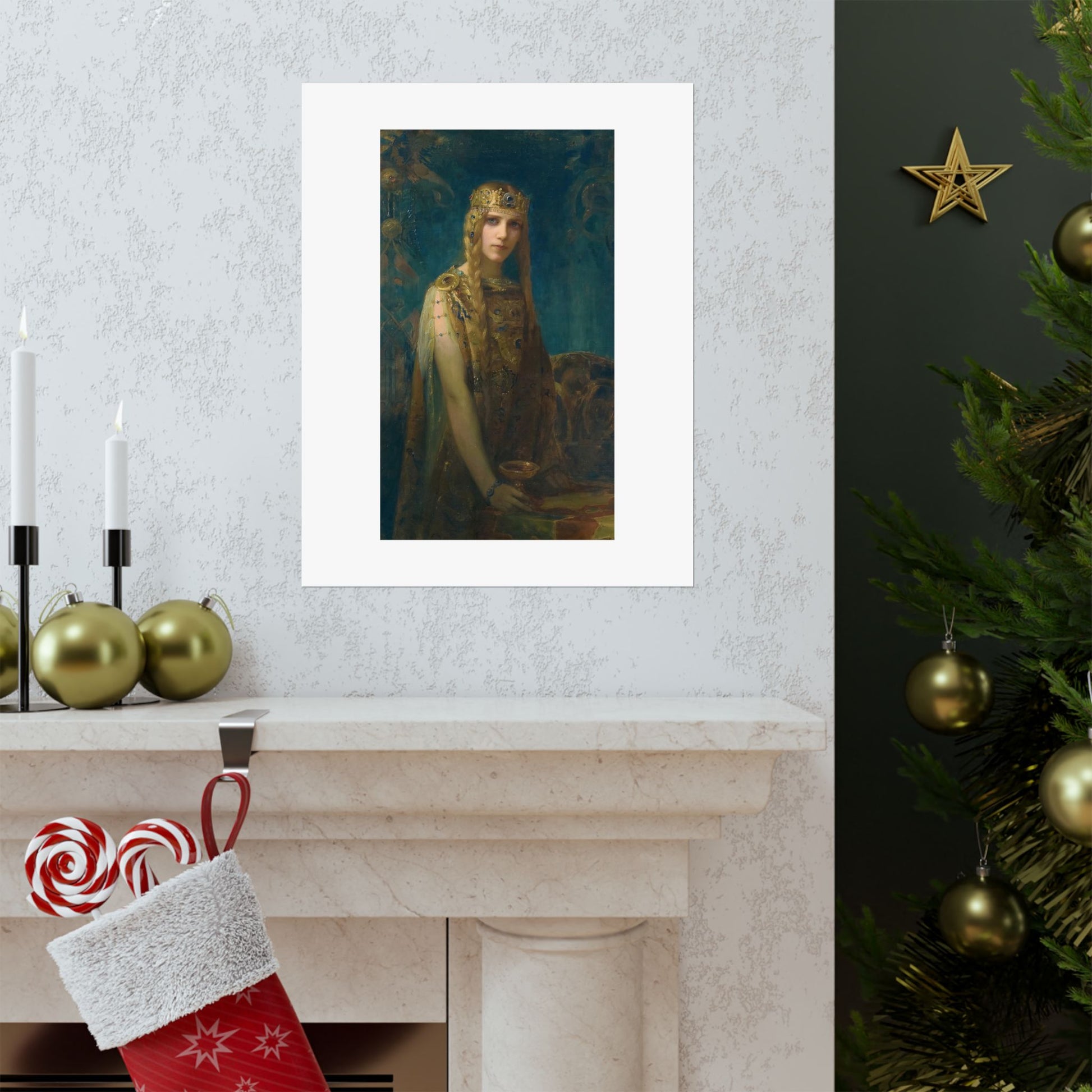 a picture of a woman sitting in a chair next to a christmas tree