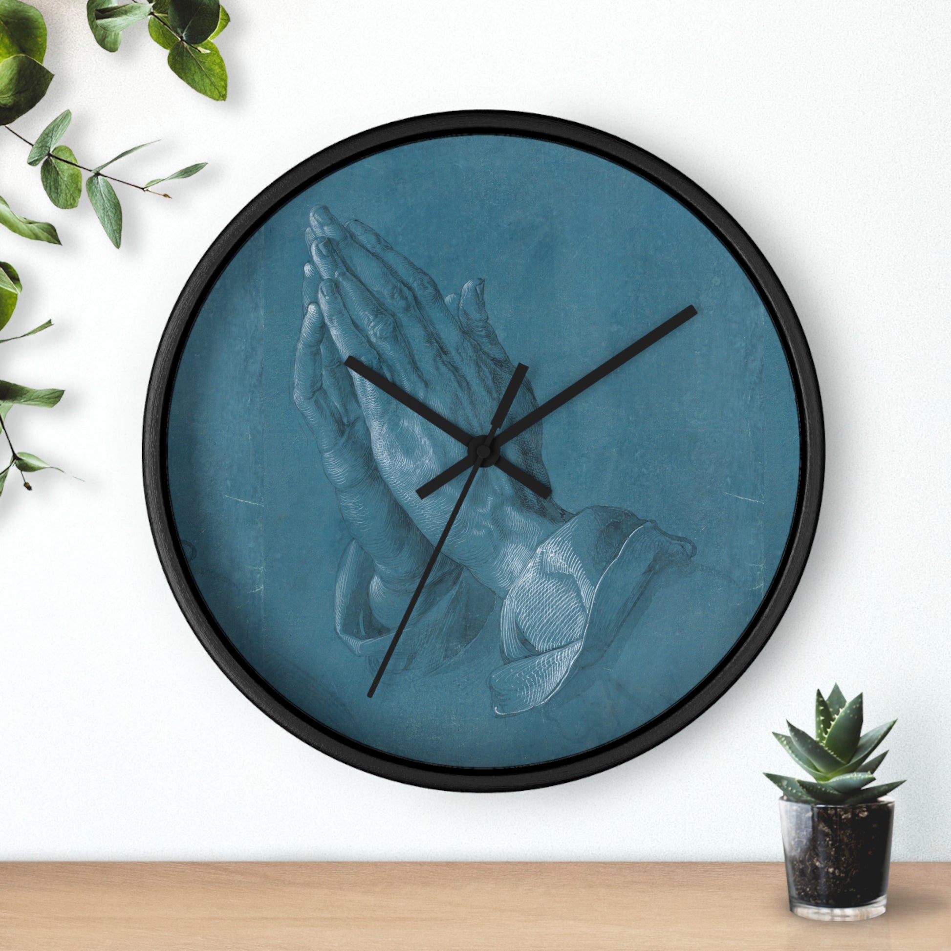 ALBRECHT DURER - PRAYING HANDS - WOODEN WALL ART CLOCK