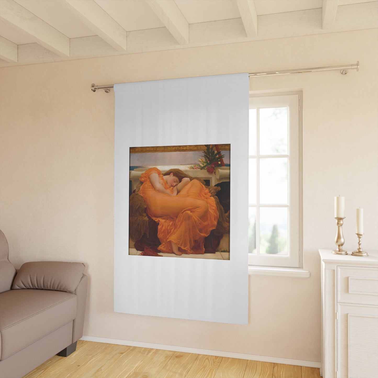 FREDERIC LEIGHTON - FLAMING JUNE - WINDOW ART CURTAIN