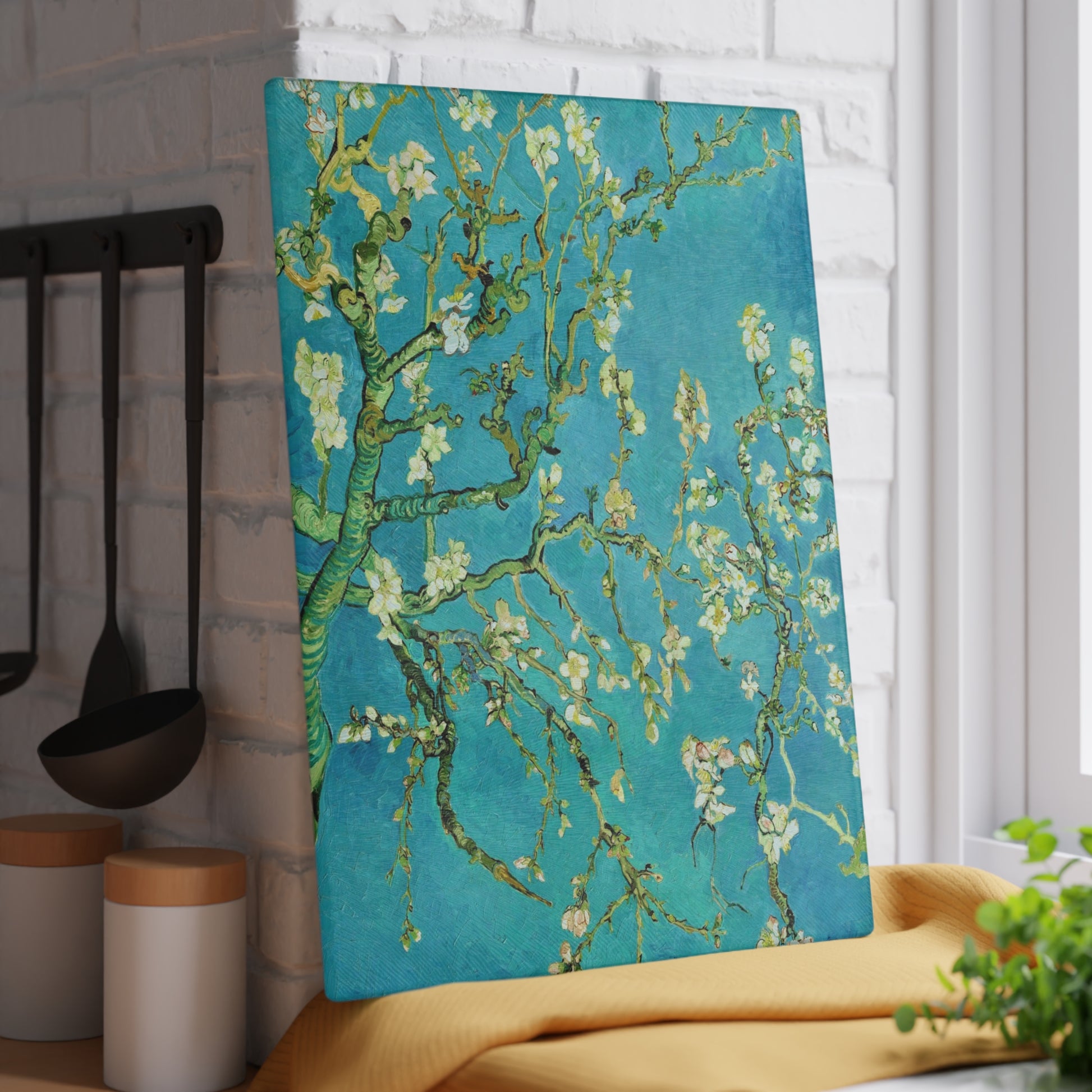 VINCENT VAN GOGH - ALMOND BLOSSOMS - ART GLASS CUTTING BOARD