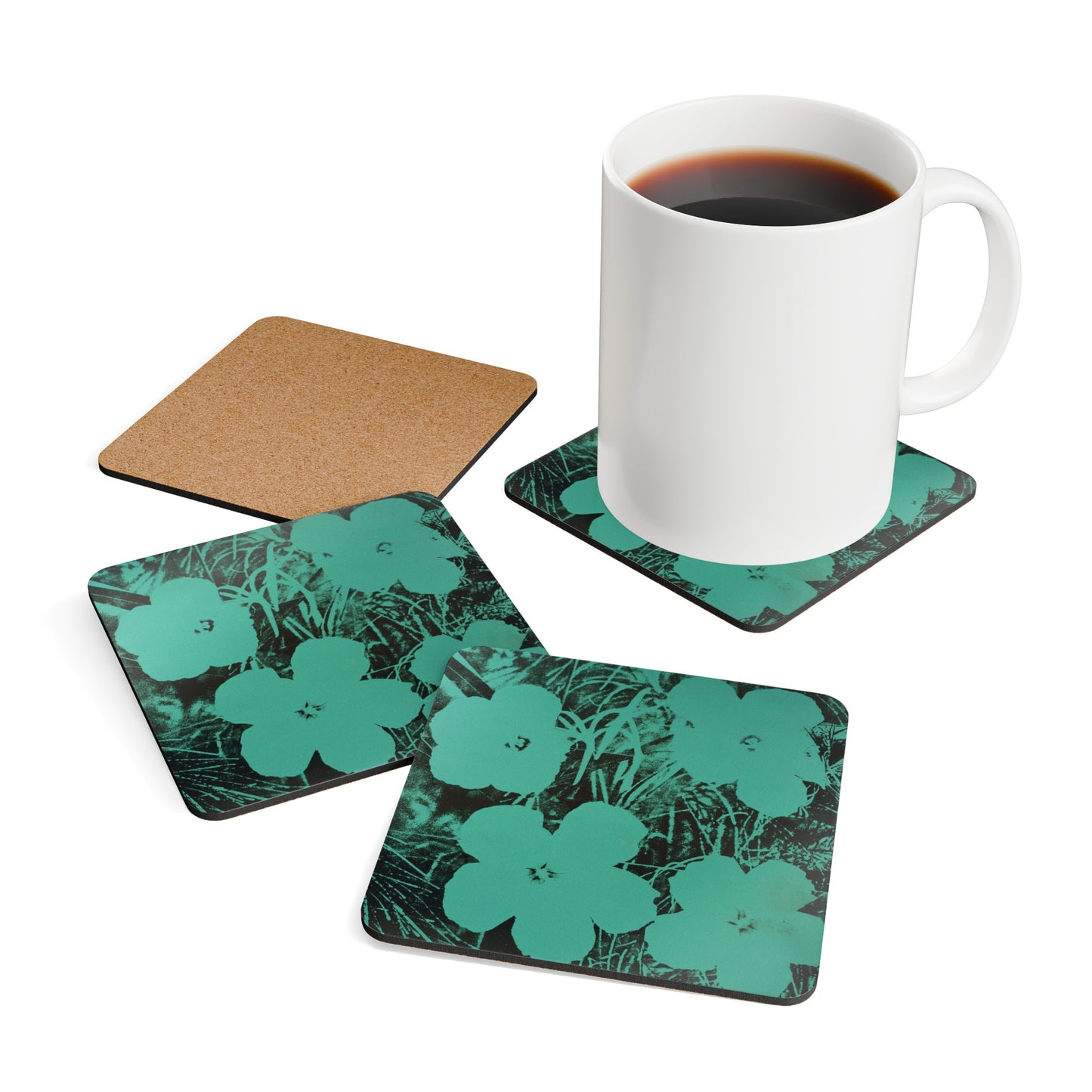 ANDY WARHOL - TEN-FOOT FLOWERS - CORKWOOD COASTER SET