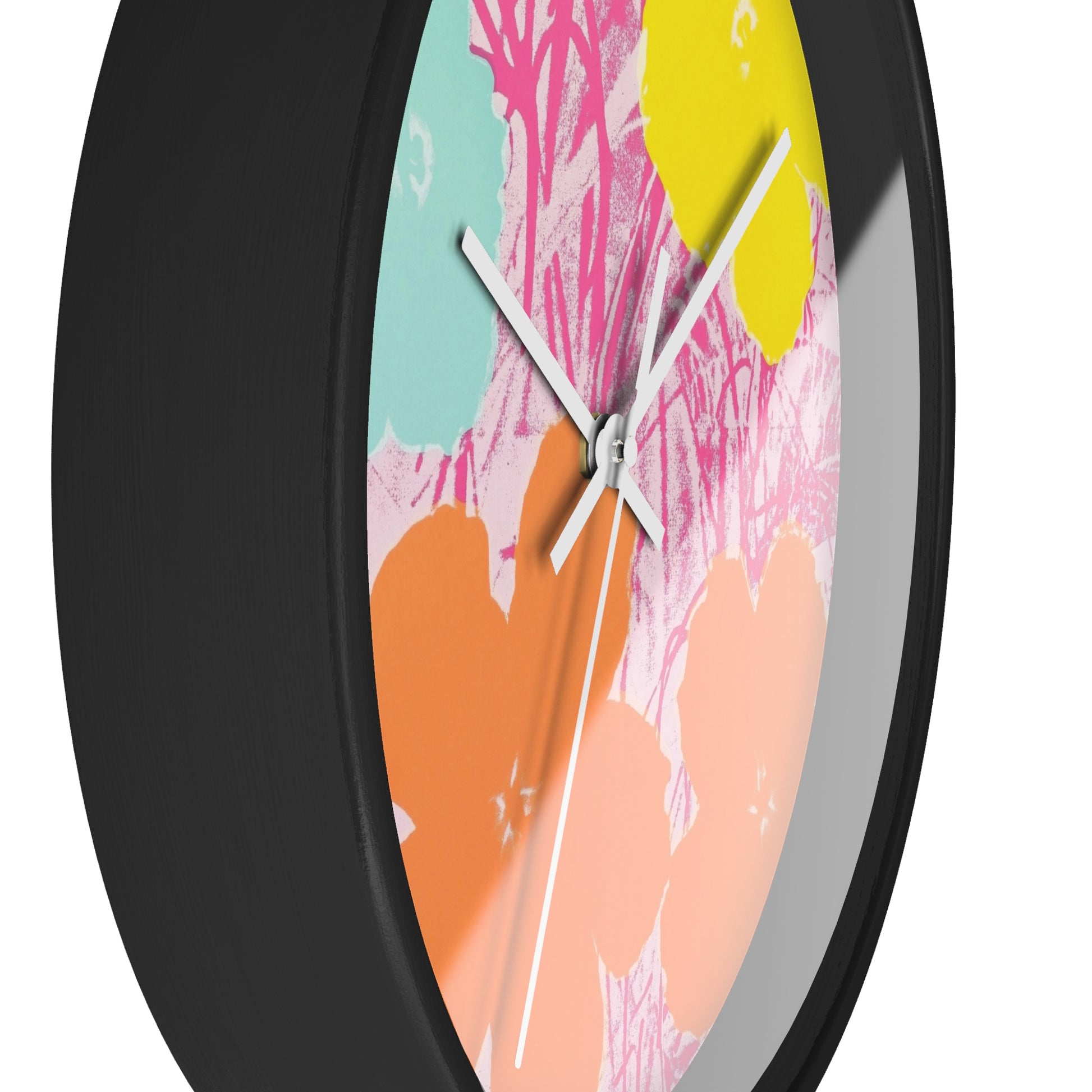 a clock with a colorful design on the face of it