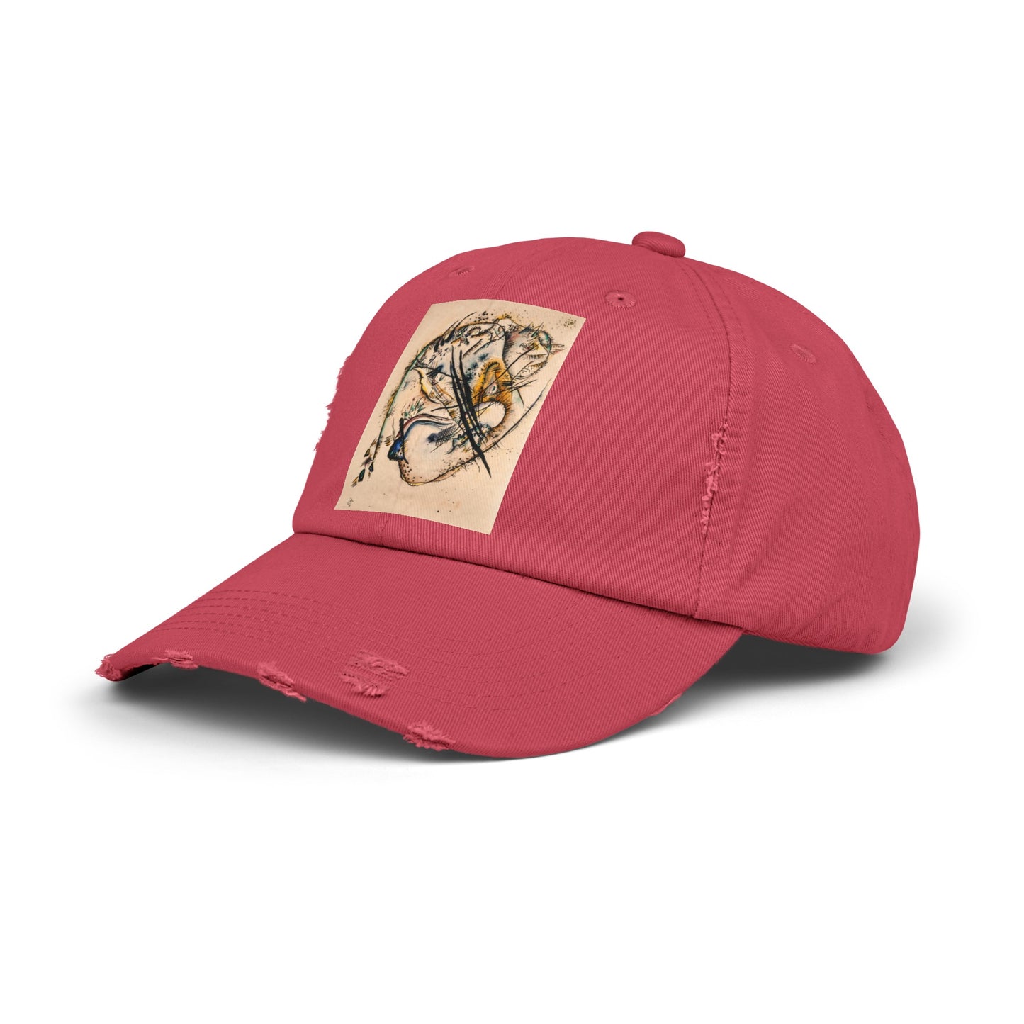 a red hat with a picture of a bird on it