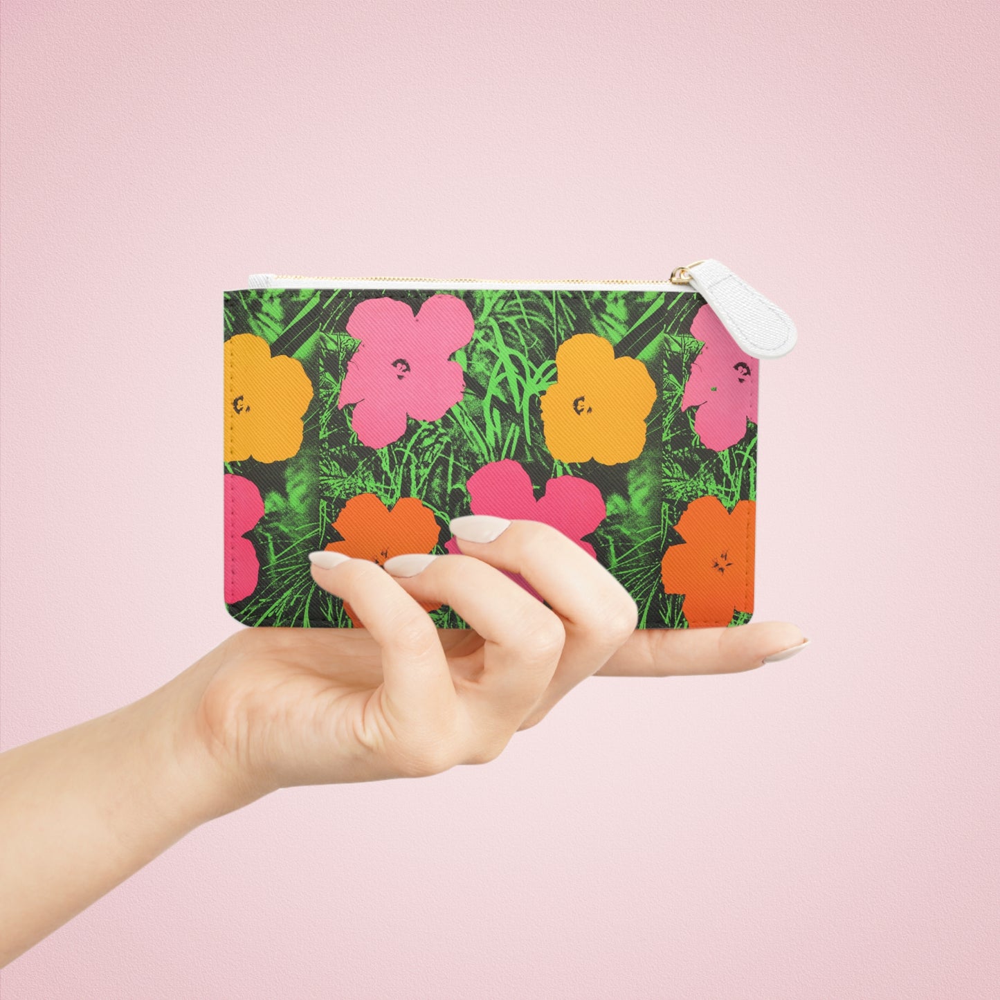 ANDY WARHOL - FLOWERS - VEGAN MINI ART CLUTCH