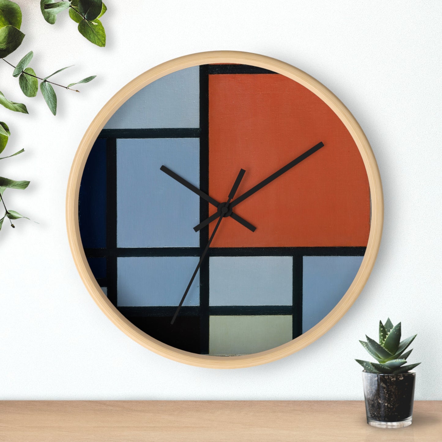 PIET MONDRIAN - COMPOSITION - WOODEN ART WALL CLOCK