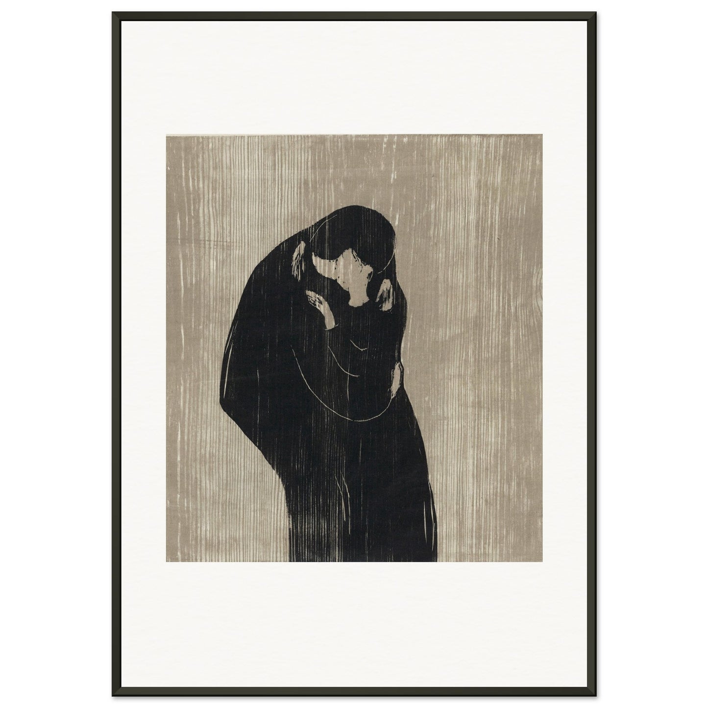 EDVARD MUNCH - THE KISS IV (1902) - MUSEUM MATTE POSTER IN METAL FRAME