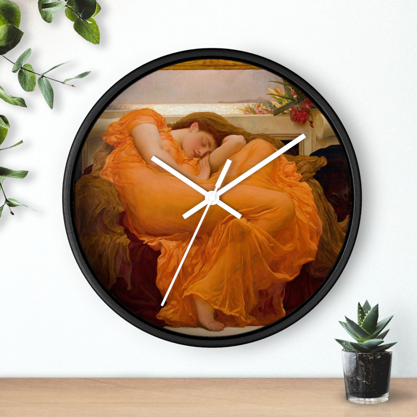 FREDERIC LEIGHTON - FLAMING JUNE - WOODEN WALL ART CLOCK