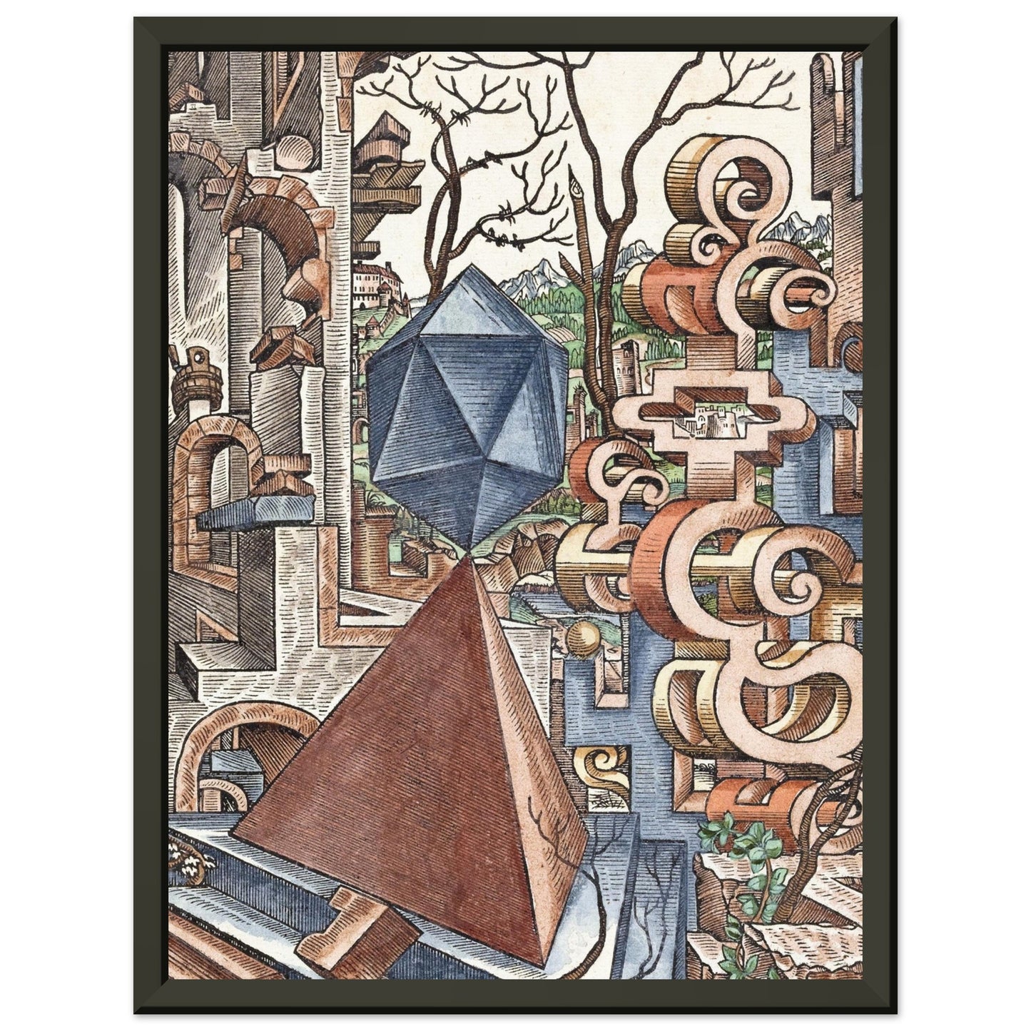 LORENZ STOER - GEOMETRIA et PERSPECTIVA Pl 02 (1567) - MATTE POSTER IN METAL FRAME