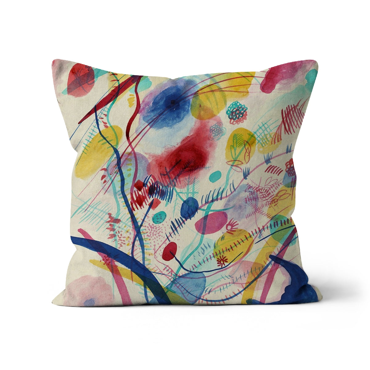 a pillow with a colorful painting on it