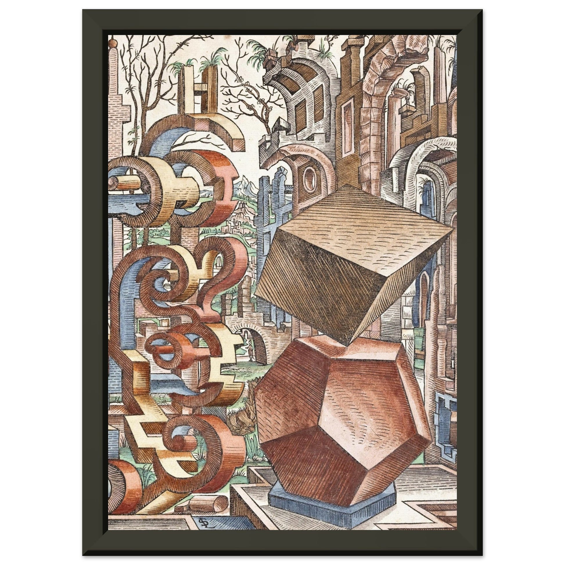 LORENZ STOER - GEOMETRIA et PERSPECTIVA Pl 04 (1567) - MATTE POSTER IN METAL FRAME