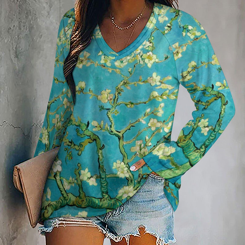 VINCENT VAN GOGH - ALMOND BLOSSOMS - LONG SLEEVE LOOSE TEE FOR HER