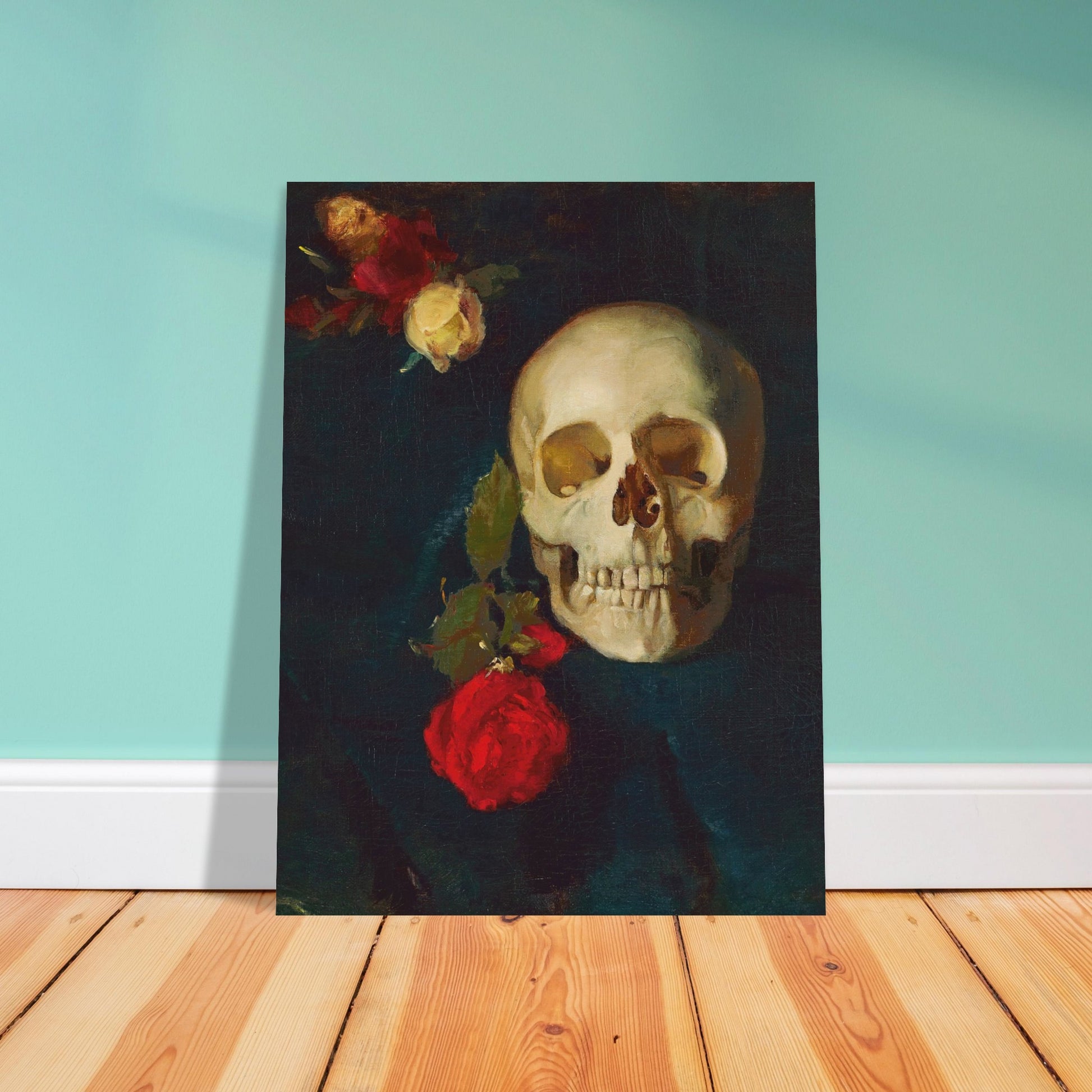 CARL SCHUCH - SKULL WITH ROSES - PREMIUM MATTE POSTER
