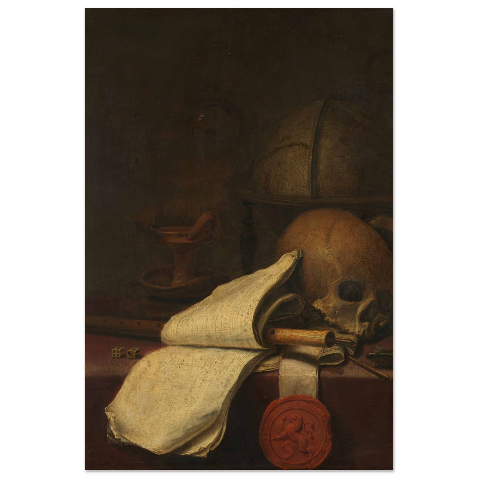 PIETER SYMONSZ POTTER - VANITAS STILL LIFE (1646) - MUSEUM QUALITY MATTE POSTER 