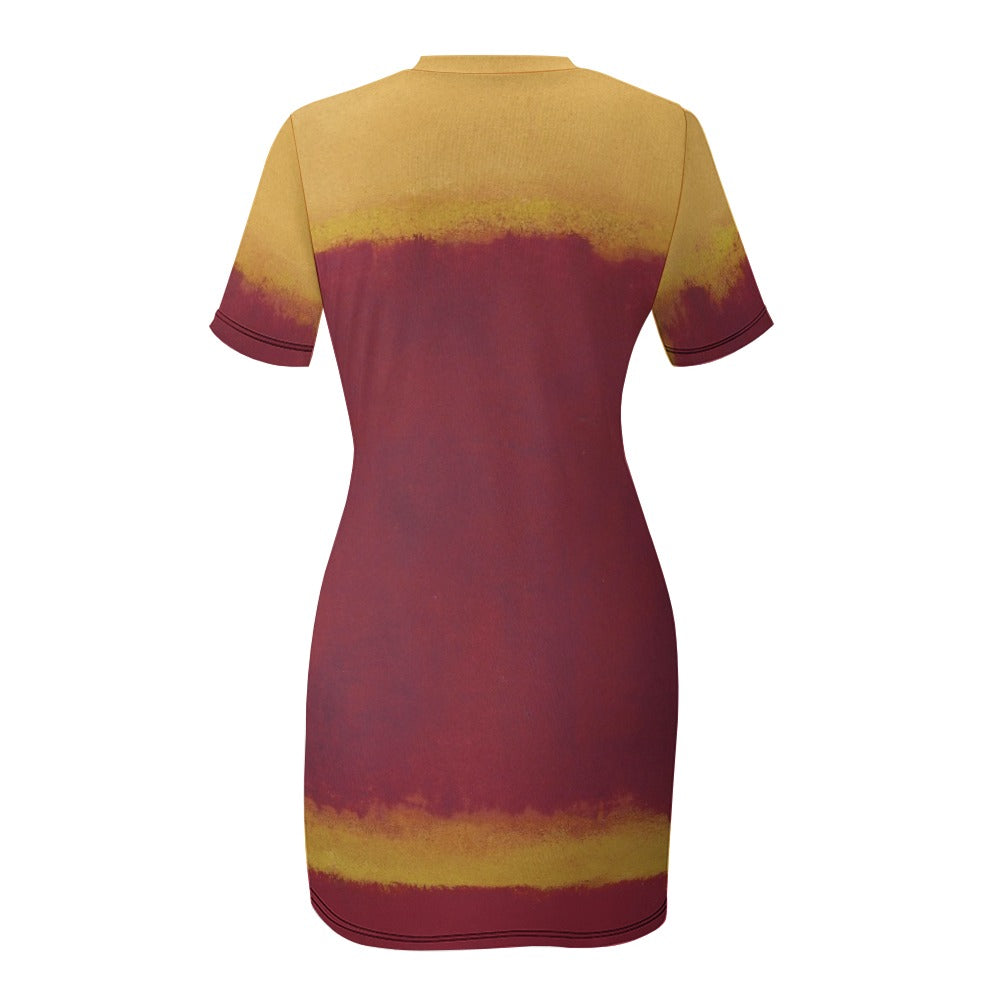 MARK ROTHKO - ABSTRACT ART - CREW NECK SHORT SLEEVE DRESS 