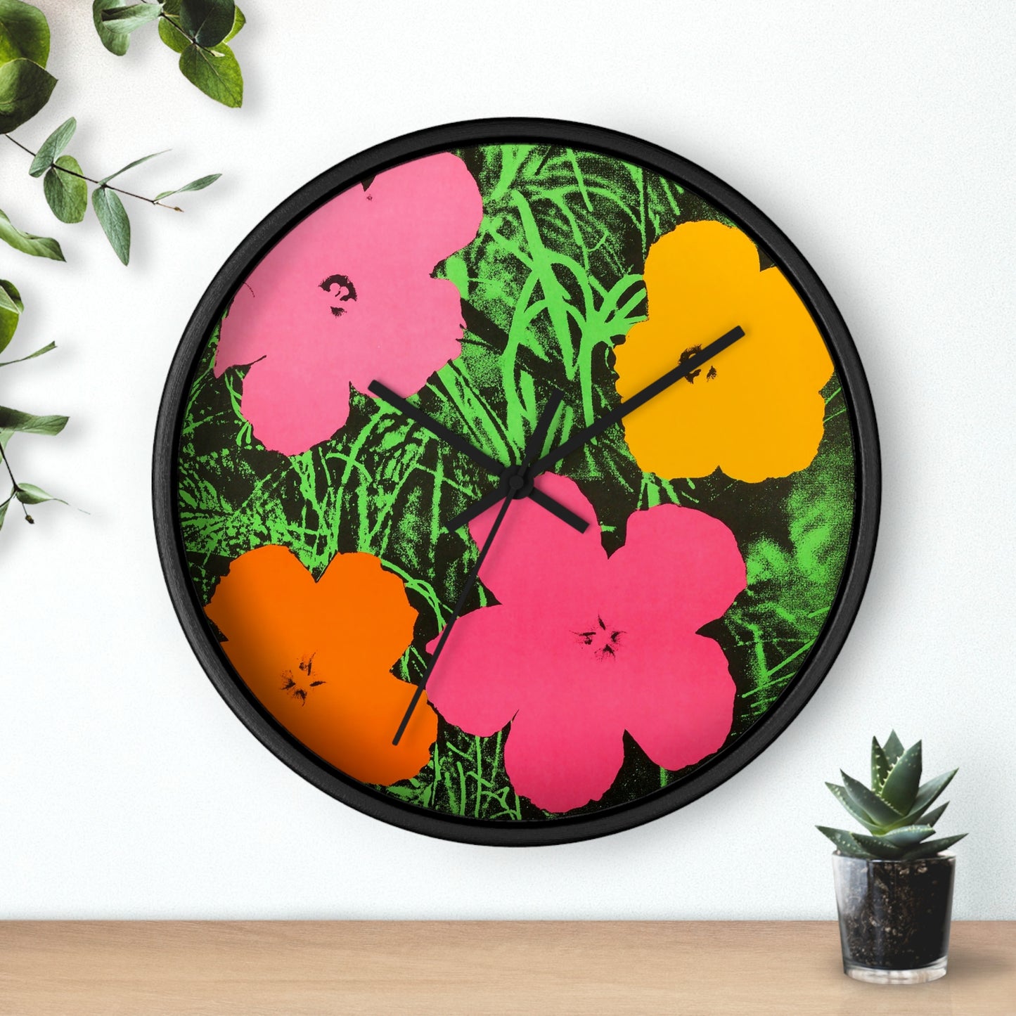 ANDY WARHOL - FLOWERS - WOODEN ART WALL CLOCK - AMAZING!