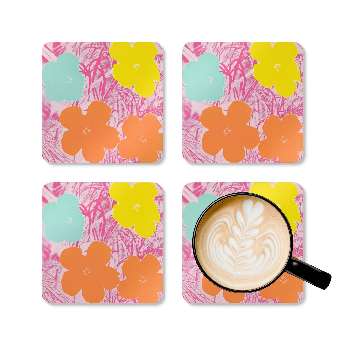 ANDY WARHOL - FLOWERS - CORKWOOD COASTER SET (HOME DECOR)