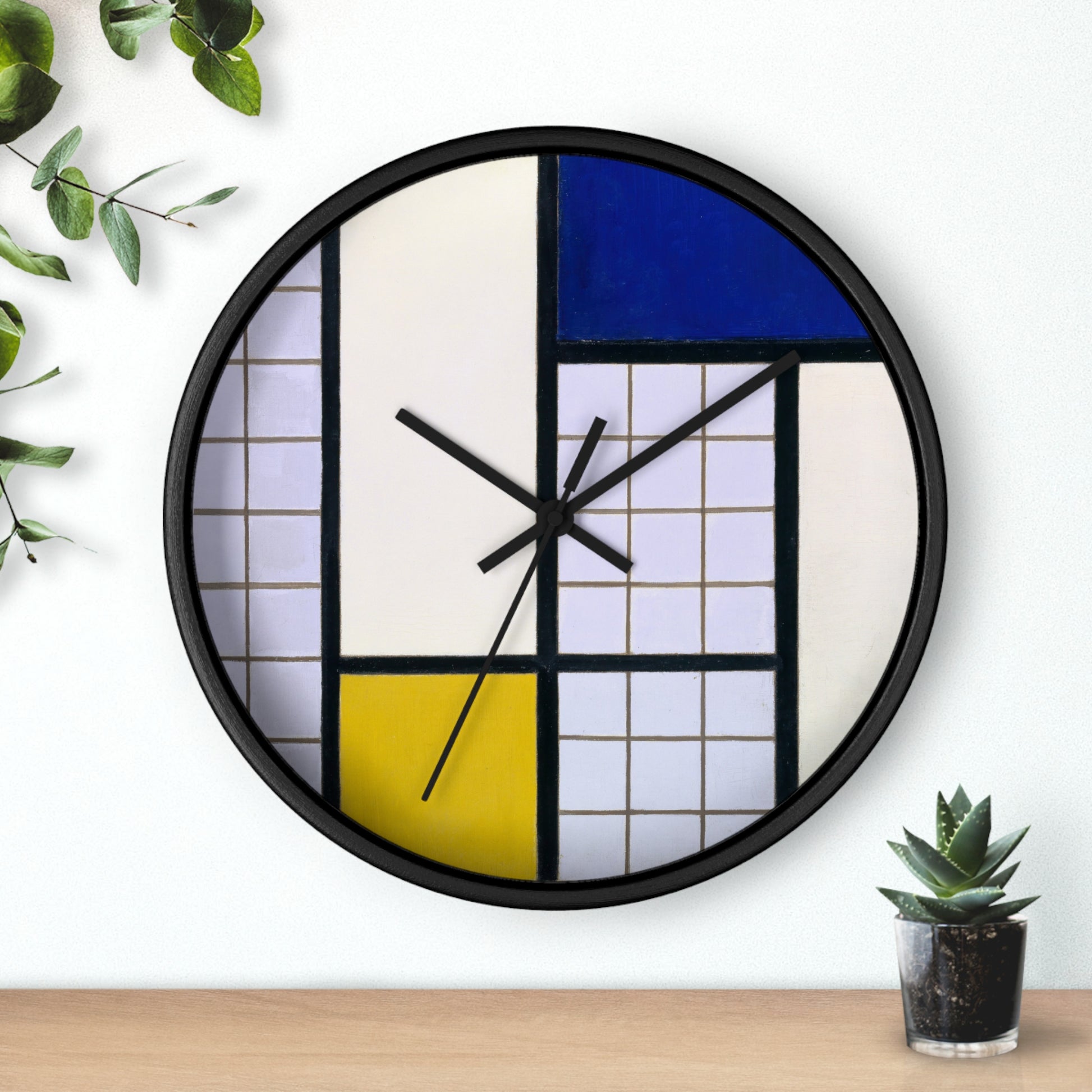 THEO VAN DOESBURG - COMPOSITION IN HALF-TONES - WOODEN ART WALL CLOCK