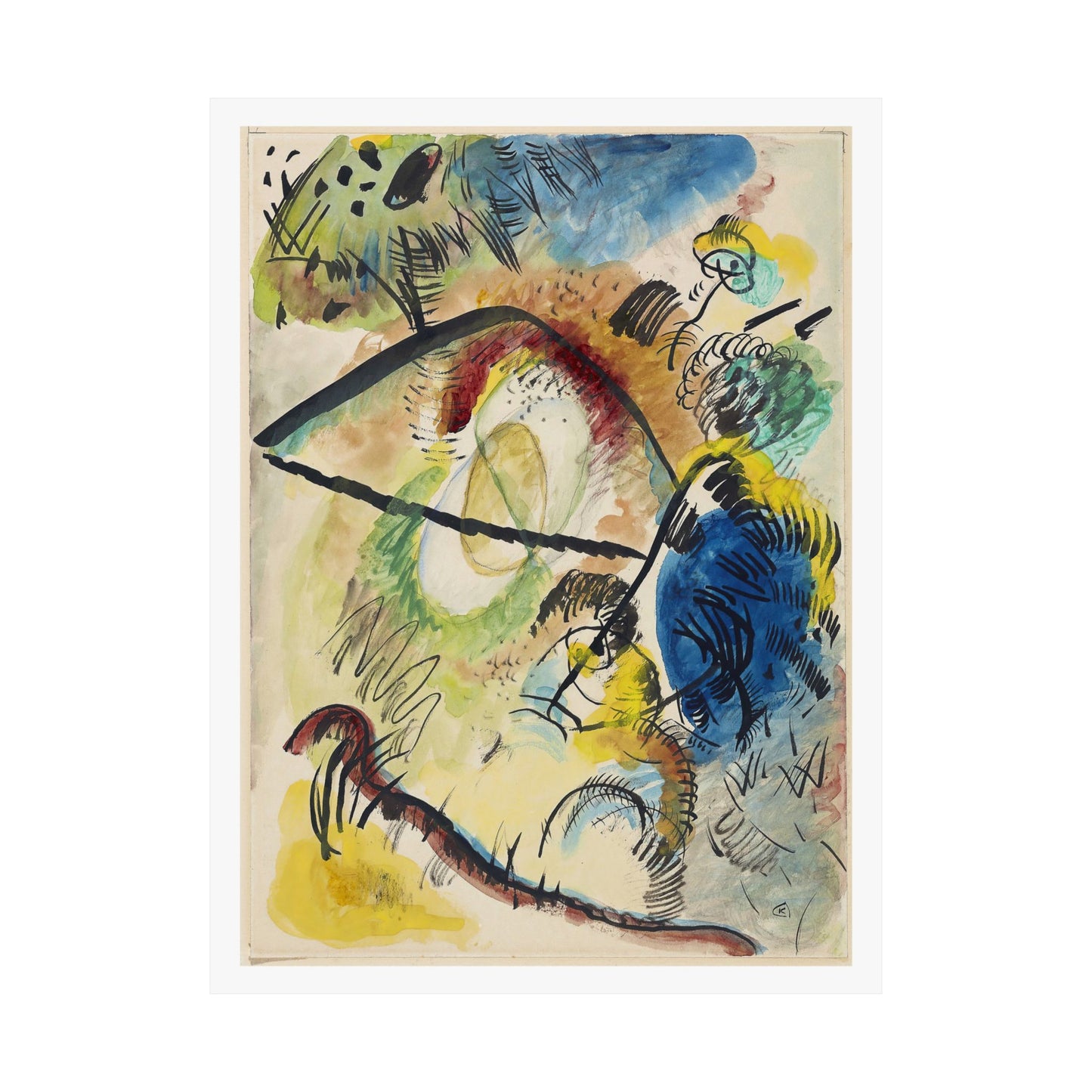 WASSILY KANDINSKY - WATERCOLOR IX (WITH BLACK LINES) (1913) - MATTE VERTICAL POSTER