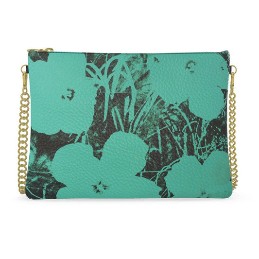 ANDY WARHOL - FLOWERS - CROSSBODY LEATHER BAG WITH CHAIN