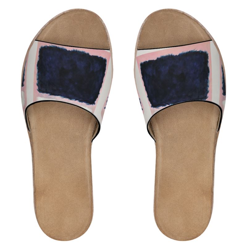 MARK ROTHKO - ABSTRACT - HANDMADE WOMEN LEATHER SLIDERS