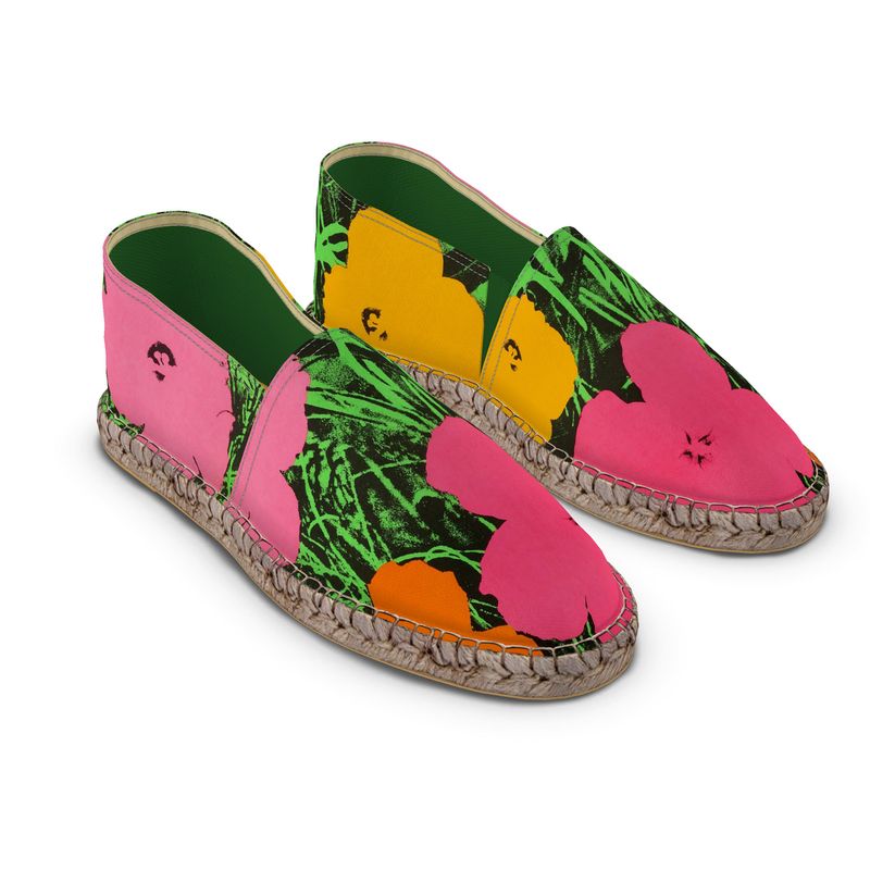 ANDY WARHOL - FLOWERS - HANDMADE ESPADRILLES FLAT BOTTOM UNISEX