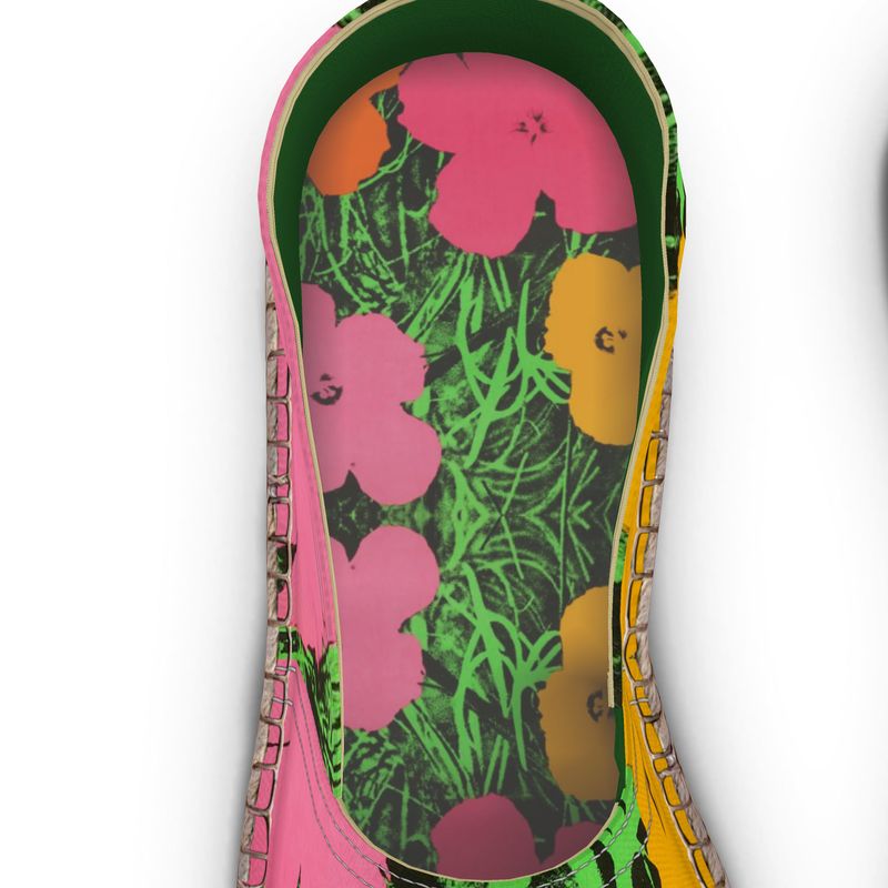 ANDY WARHOL - FLOWERS - HANDMADE ESPADRILLES FLAT BOTTOM UNISEX