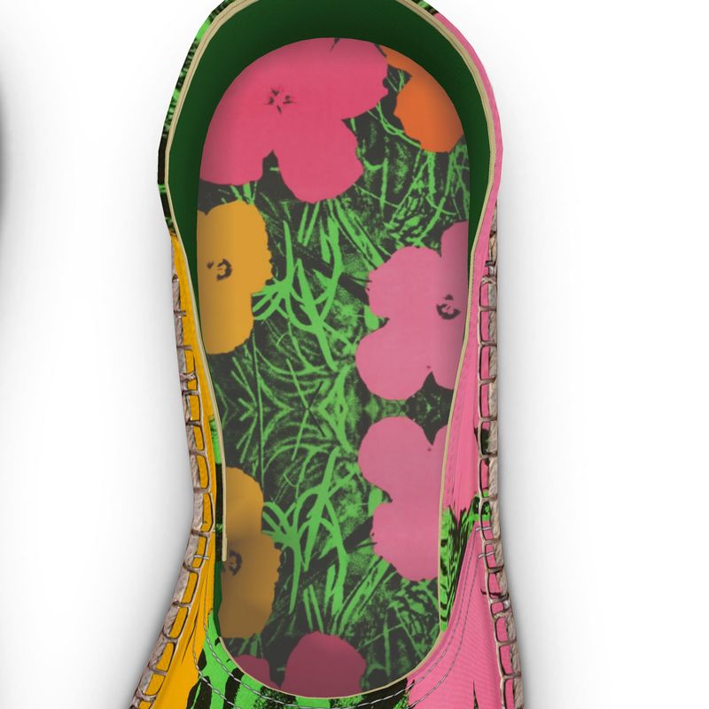 ANDY WARHOL - FLOWERS - HANDMADE ESPADRILLES FLAT BOTTOM UNISEX