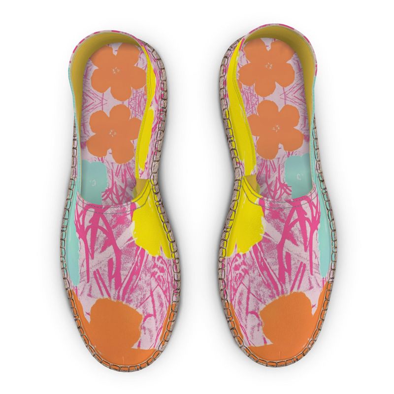 ANDY WARHOL - FLOWERS - HANDMADE ESPADRILLES FLAT BOTTOM UNISEX