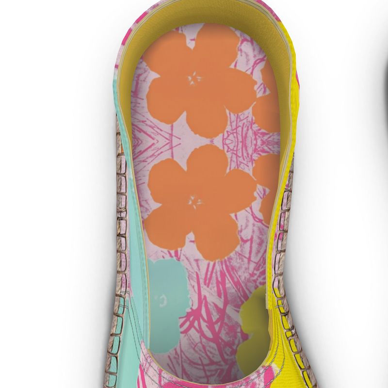 ANDY WARHOL - FLOWERS - HANDMADE ESPADRILLES FLAT BOTTOM UNISEX