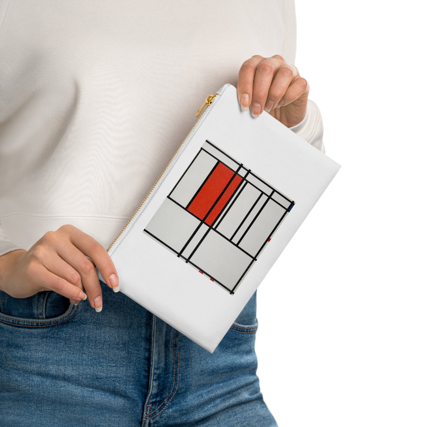PIET MONDRIAN - COMPOSITION OF RED AND WHITE - COTTON CANVAS COSMETIC BAG TRAVEL ORGANIZER