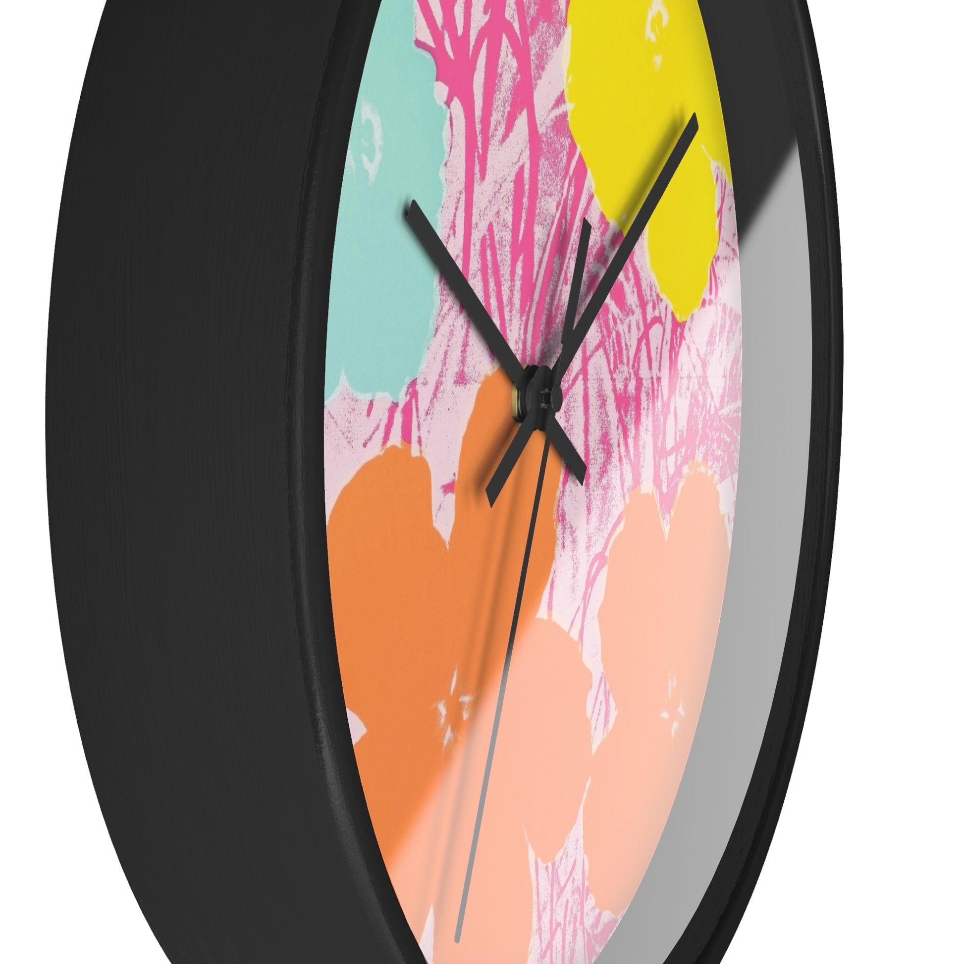 a clock with a colorful design on the face of it