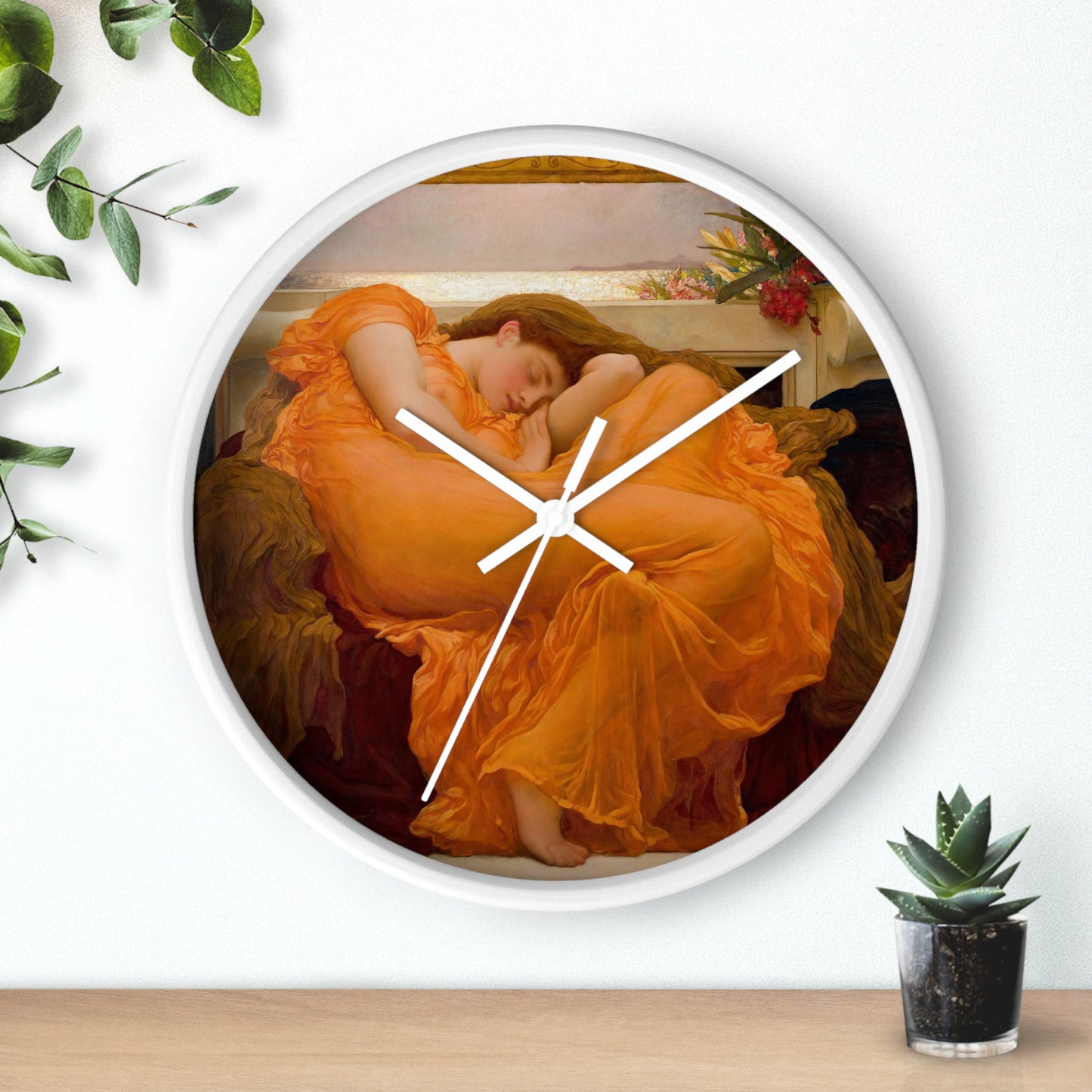 FREDERIC LEIGHTON - FLAMING JUNE - WOODEN WALL ART CLOCK