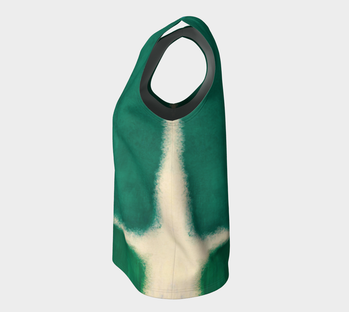 a green and white bag with a black handle