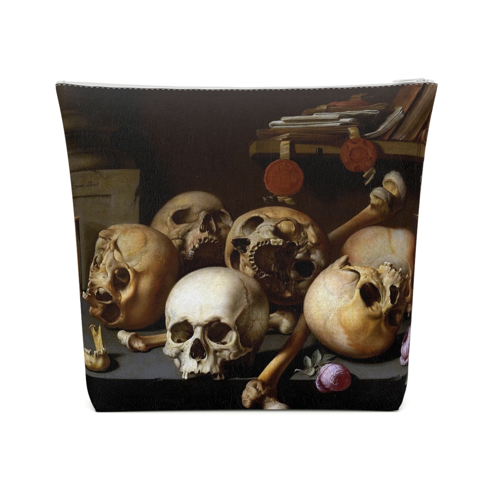 a painting of a bunch of skulls on a table