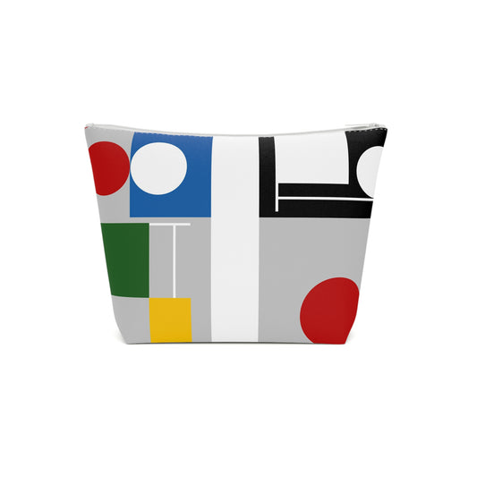 a colorful cosmetic bag on a white background