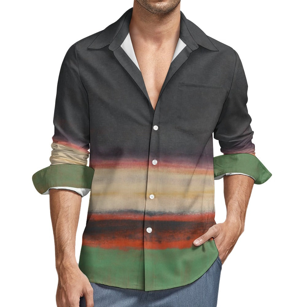 MARK ROTHKO - ABSTRACT - ONE POCKET LONG SLEEVE VELVET SHIRT FOR HIM