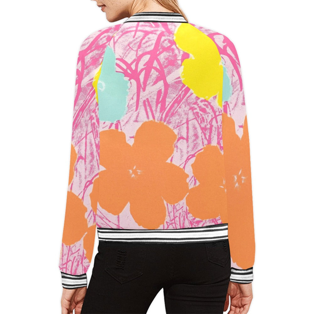 ANDY WARHOL - FLOWERS - WOMEN'S FULL ZIPPER JACKET