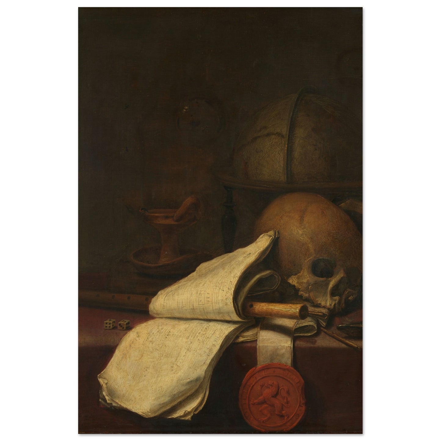 PIETER SYMONSZ POTTER - VANITAS STILL LIFE (1646) - MUSEUM QUALITY MATTE POSTER 