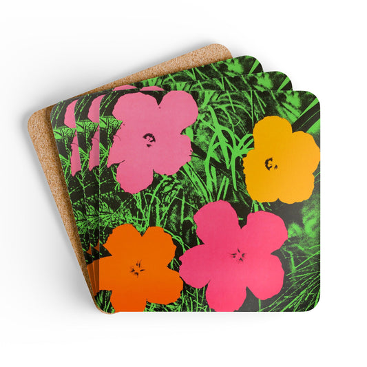 ANDY WARHOL - FLOWERS - CORKWOOD COASTER SET (HOME DECOR)