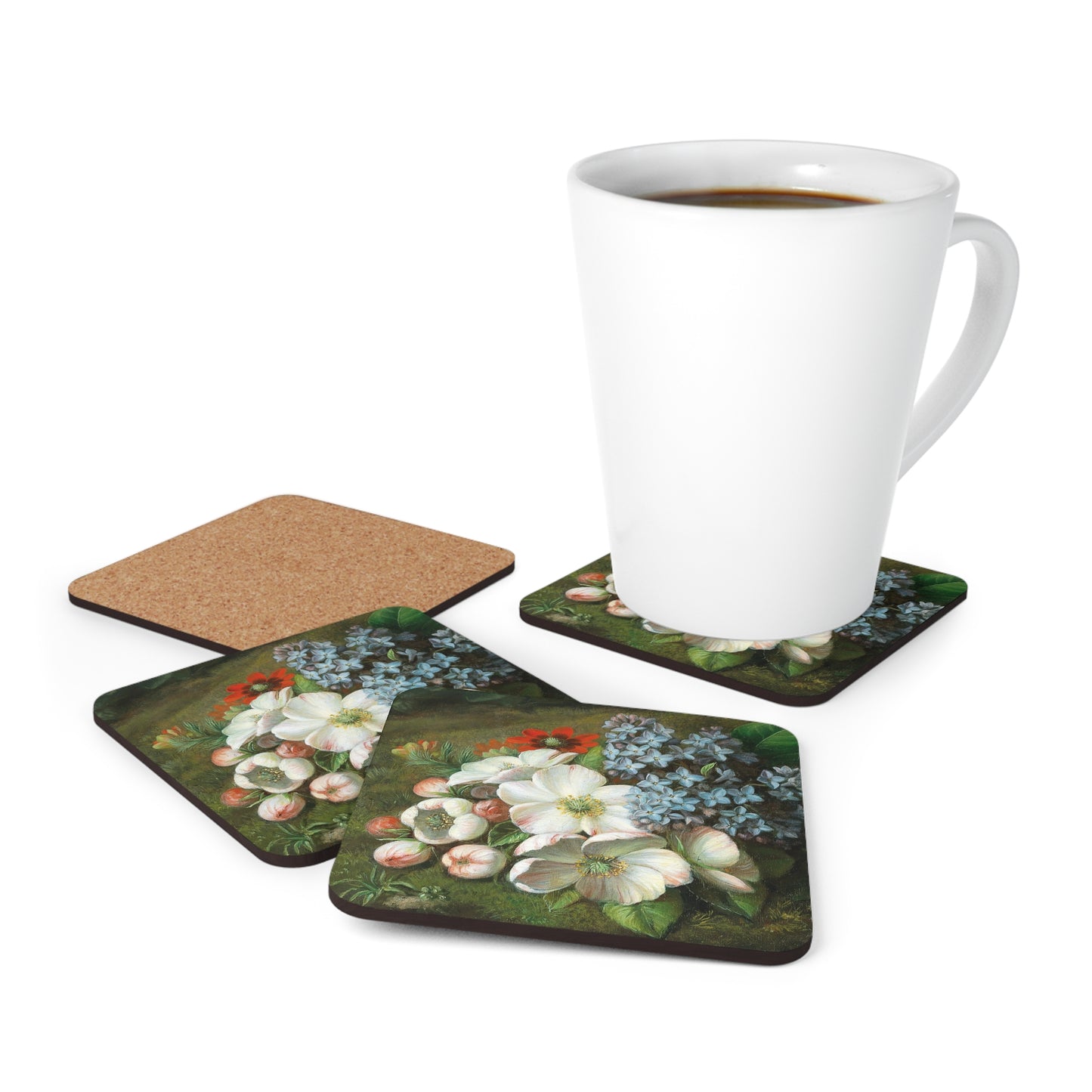 VINCENT LOOS - APPLE BLOSSOM WITH LILACS AND SUMMER ADONIS - COASTER SET